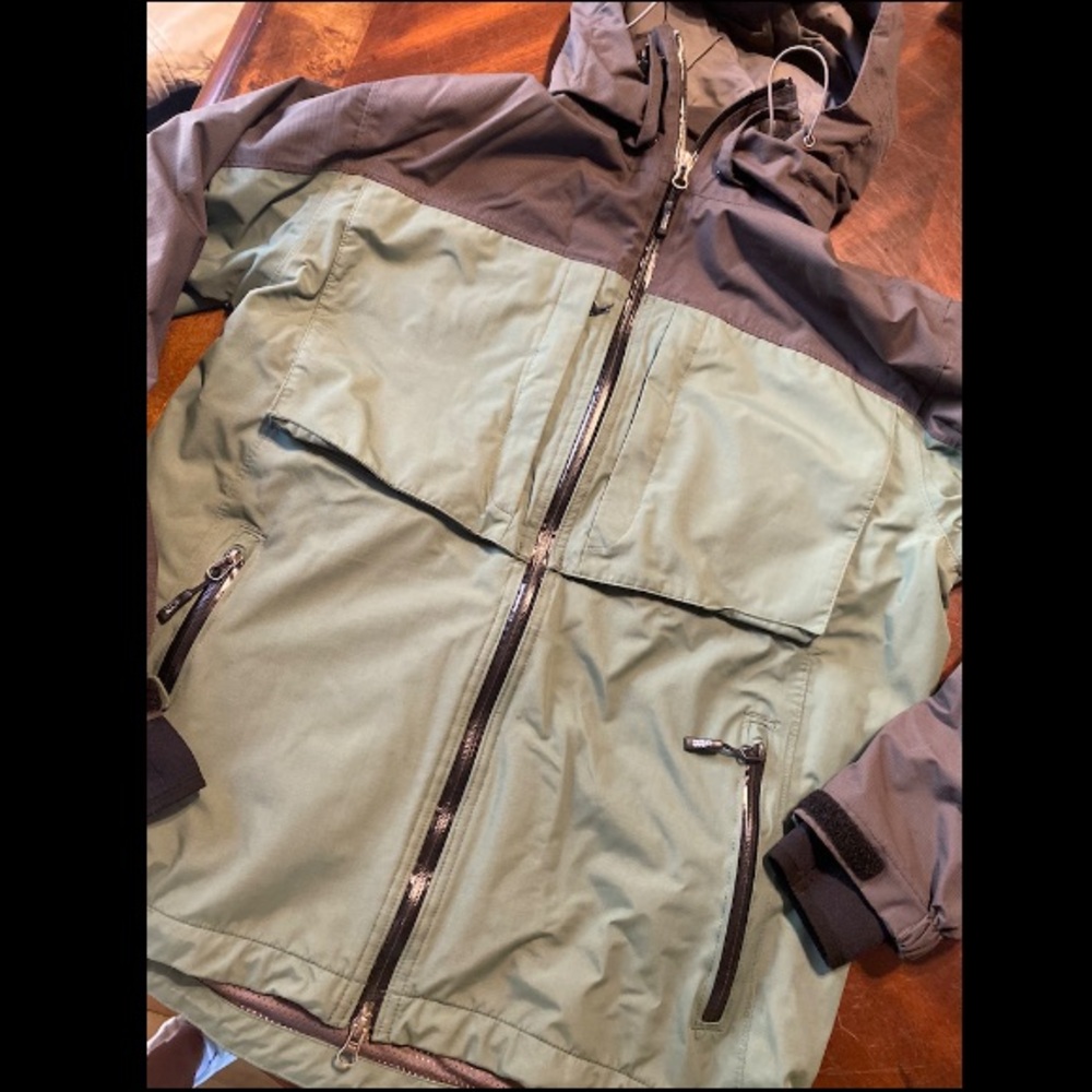 Gander Mountain Two-Tone Hooded Performance Jacket in Olive Green and Charcoal